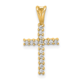 14K Gold Pave Diamond Cross Pendant by Fine Color Jewels