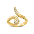 Cubic Zirconia Sterling Silver Snake Ring by Fine Color Jewels