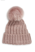Kyi Kyi Chunky Wool Blend Beanie with Faux Fur Pom by Vanessa Jane