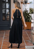 High Neck Long Sleeve Beaded Open Back Maxi Dress by Boutique 23