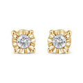 10K Yellow Gold Plated .925 Sterling Silver 1/10 Cttw Round Brilliant-Cut Diamond Miracle-Set Stud Earrings (J-K Color, I3 Clarity) by Bids.com