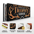 Family Hunting Trophy Lodge Sign by Tailored Canvases