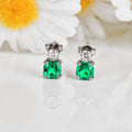 Green Colombian Created Emerald Stud Earrings by Fine Color Jewels