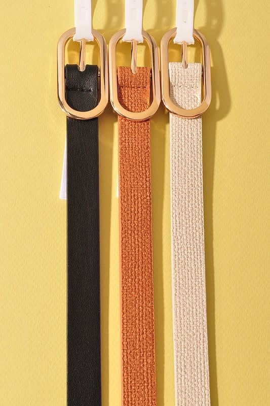 Boxy Oval Buckle Linen Belt by Boutique 23