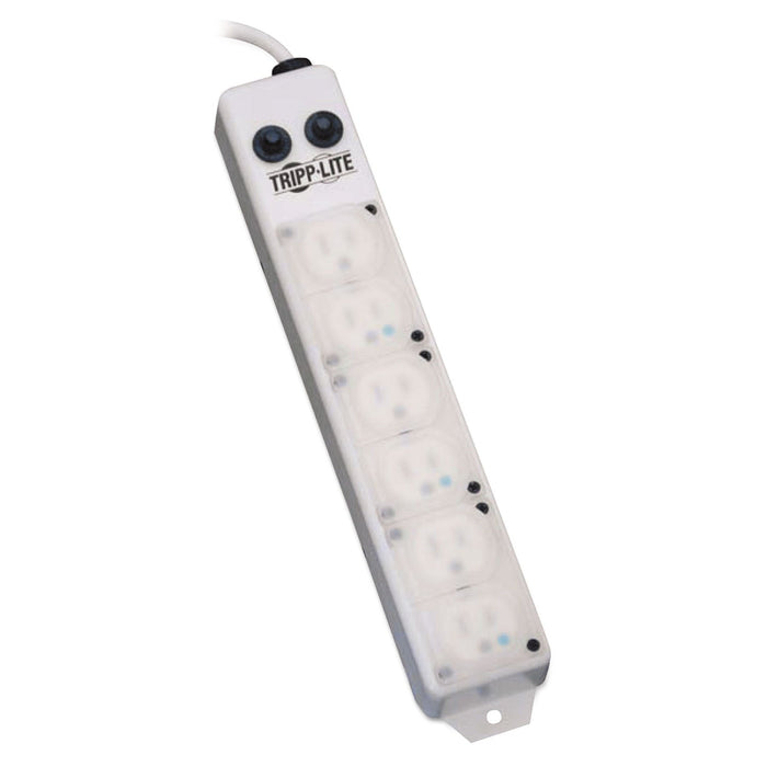 Tripp Lite Medical-Grade Power Strip for Patient-Care Vicinity, 6 Outlets, 15 ft Cord, White