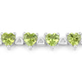 Heart Green Peridot & Diamond Prong Silver Box Clasp Tennis Bracelet by Fine Color Jewels