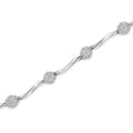 .925 Sterling Silver 1.0 cttw Miracle-Set Diamond 7 Stone Floral Cluster Link Bracelet (I-J Color, I3 Clarity) -7" by Bids.com