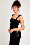 Square Neck Sleeveless Knit Top - Black by Boutique 23