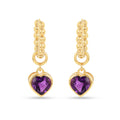 22k Gold Vermeil Amethyst Heart Hoop Earrings by Fine Color Jewels