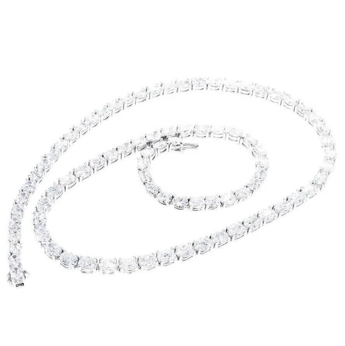 21.25CT Lab Grown Oval Diamond Graduated Tennis Necklace Platinum & 14K by DailySale
