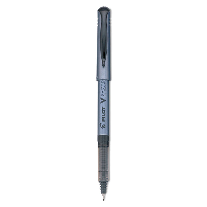 Pilot V Razor Point Liquid Ink Porous Point Pen, Stick, Extra-Fine 0.5 mm, Black Ink, Gray Barrel, Dozen
