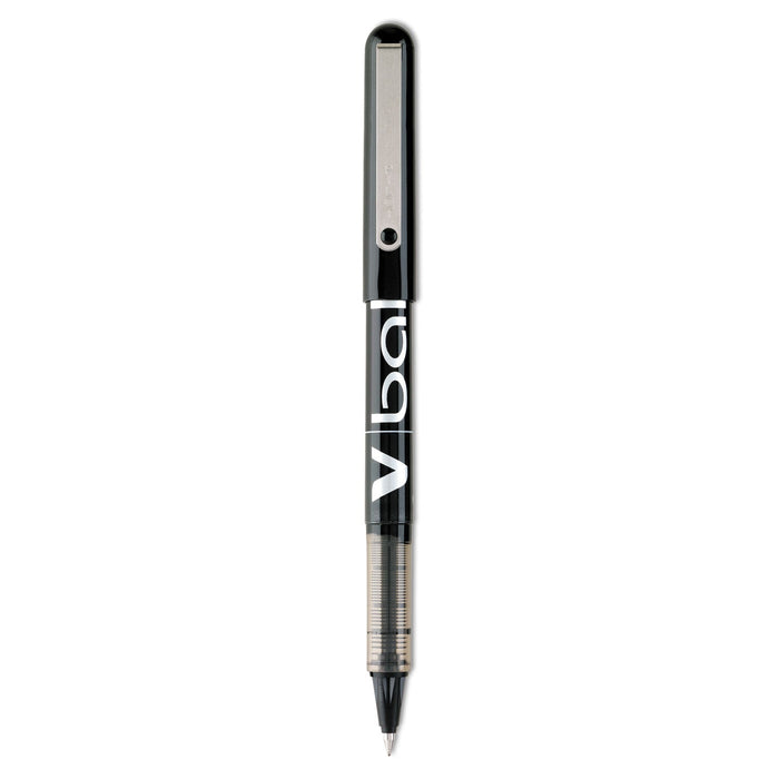 Pilot VBall Liquid Ink Roller Ball Pen, Stick, Extra-Fine 0.5 mm, Black Ink, Black Barrel, Dozen