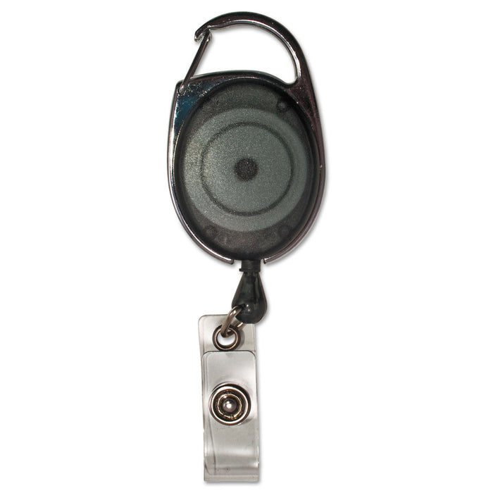 Advantus Carabiner-Style Retractable ID Card Reel, 30" Extension, Smoke, 12/Pack