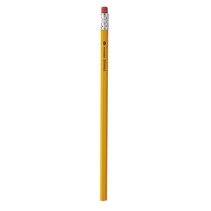 Universal #2 Woodcase Pencil, HB (#2), Black Lead, Yellow Barrel, 144/Box