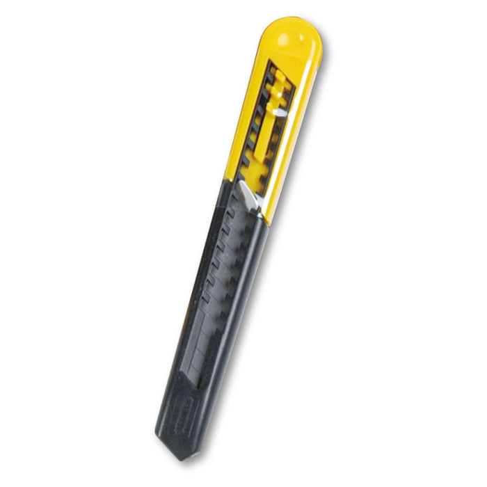 Stanley Straight Handle Knife w/Retractable 13 Point Snap-Off Blade, 9 mm Blade, 5.13" Plastic Handle, Yellow/Gray