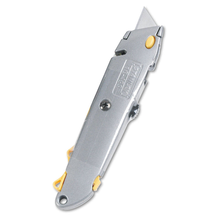 Stanley Quick-Change Utility Knife with Retractable Blade and Twine Cutter, 6" Metal Handle, Gray
