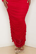 Rhinestone Mesh Pleated Plus Size Maxi Dress - Red by Fasheabe