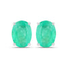 2.40 Ct Oval Green Zambian Emerald Prong 10K White Gold Stud Earrings