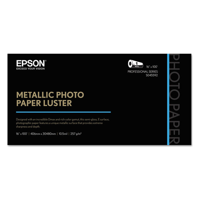 Epson Professional Media Metallic Photo Paper, 10.5 mil, 16" x 100 ft, Luster White