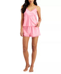 INC Lace-Trim Cami and Shorts Pajama Set, Pink Gemstone by Vanessa Jane