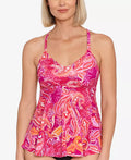 Swim Solutions Womens Swimsuit Juliet Printed Side-Tie Tankini Top by Vanessa Jane