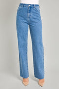 High Waist Straight Leg Bow Detail Denim by Boutique 23