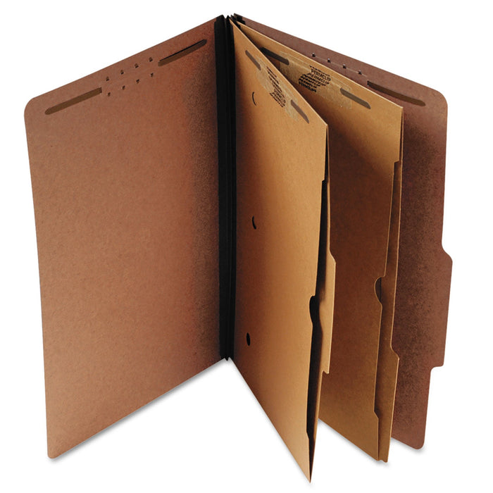 Universal Six-Section Classification Folder w/ Pockets, 2 Dividers, Letter Size, Red, 10/Box