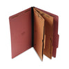 Universal Six-Section Classification Folder w/ Pockets, 2 Dividers, Legal Size, Red, 10/Box