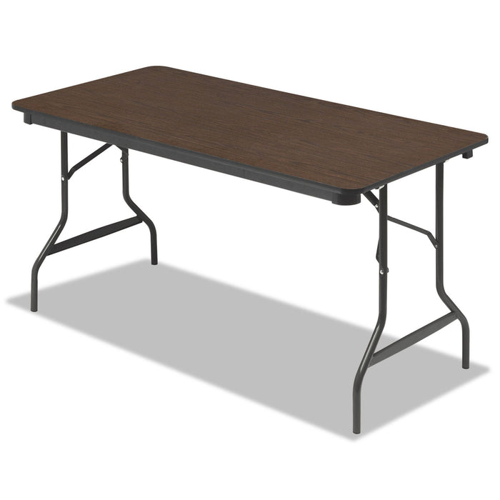 Iceberg OfficeWorks Classic Wood-Laminate Folding Table, Curved Legs, Rectangular, 60w x 30d x 29h, Walnut