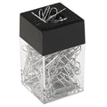 Universal Paper Clips with (1) Magnetic-Top Desktop Dispenser, #2, Smooth, Silver, 100 Clips/Pack, 12 Packs/Box