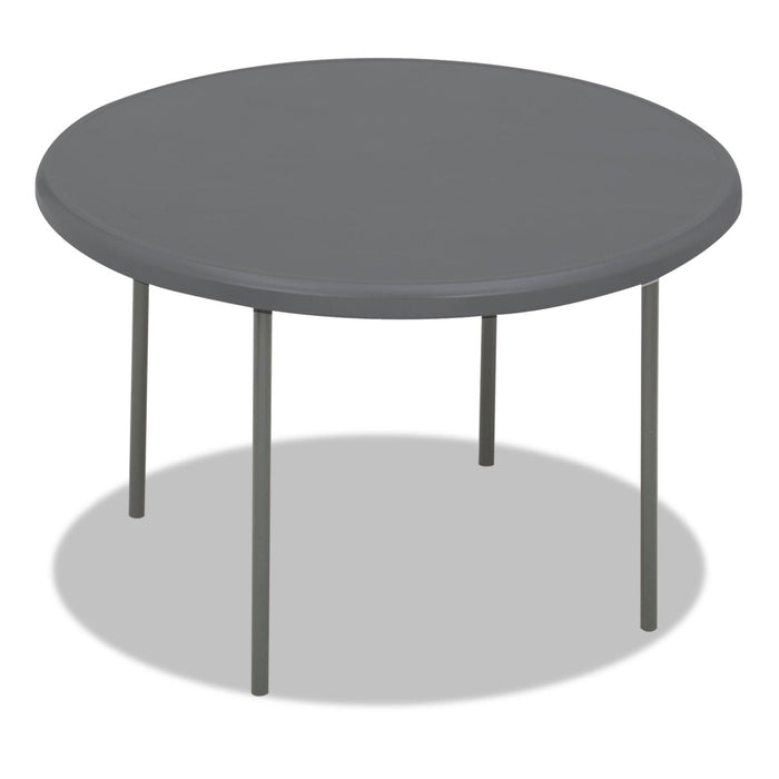 Iceberg IndestrucTable Classic Folding Table, Round Top, 200 lb Capacity, 48" Diameter x 29h, Charcoal