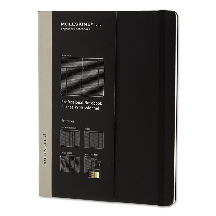 Moleskine Professional Notebook, Hardcover, 1 Subject, Narrow Rule, Black Cover, 9.75 x 7.5, 192 Sheets