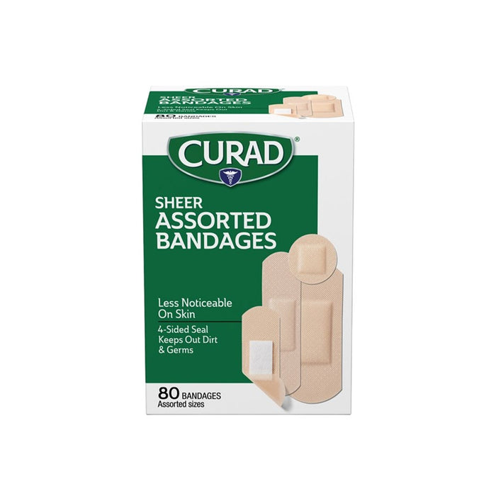 Curad Sheer Adhesive Bandages, Discreet Wound Protection – Assorted Sizes, 80 Count by Pasteur Pharmacy