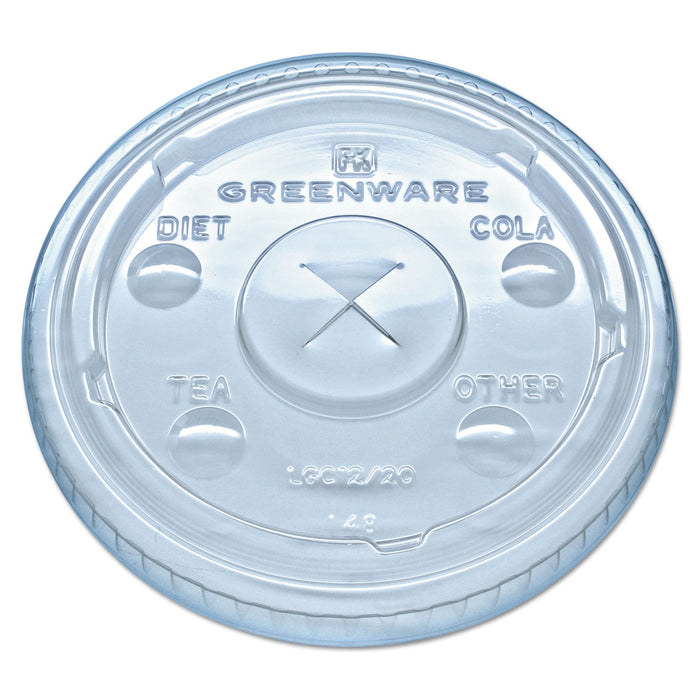 Fabri-Kal Greenware Cold Drink Lids, Fits 9 oz Old Fashioned Cups, 12 oz Squat Cups, 20 oz Cups Clear, 1,000/Carton