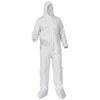 KleenGuard A35 Liquid and Particle Protection Coveralls, Zipper Front, Hood/Boots, Elastic Wrists/Ankles, 4X-Large, White, 25/Carton