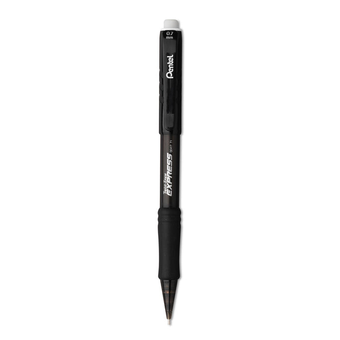 Pentel Twist-Erase EXPRESS Mechanical Pencil, 0.7 mm, HB (#2.5), Black Lead, Black Barrel, Dozen