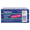 Highland Invisible Permanent Mending Tape, 1" Core, 0.75" x 83.33 ft, Clear, 6/Pack