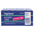 Highland Invisible Permanent Mending Tape, 1" Core, 0.75" x 83.33 ft, Clear, 6/Pack