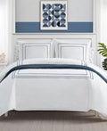 NAUTICA Alden White Embroidered 2-Piece Duvet Cover Set, Twin by Vanessa Jane