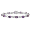 Oval Purple Amethyst & Diamond Prong 14K White Gold Infinity Link Bracelet