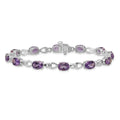Oval Purple Amethyst & Diamond Prong 14K White Gold Infinity Link Bracelet by Fine Color Jewels