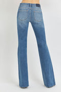 Mila Mid Rise Flare Raw Cut Hem Jeans by Boutique 23