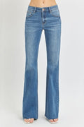 Mila Mid Rise Flare Raw Cut Hem Jeans by Boutique 23