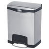 Rubbermaid Slim Jim Stainless Steel Step-On Container, Front Step Style, 8 gal, Black