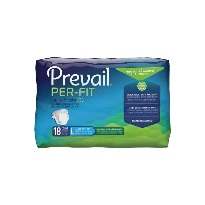 Prevail Per-Fit Unisex Daily Briefs, Maximum Plus Absorbency, Large (4 Packs of 18) by Pasteur Pharmacy