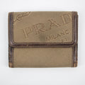 Prada Brown Canvas Leather Compact Wallet #2186 by Bolt Boutique