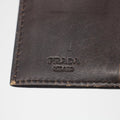 Prada Brown Canvas Leather Compact Wallet #2186 by Bolt Boutique