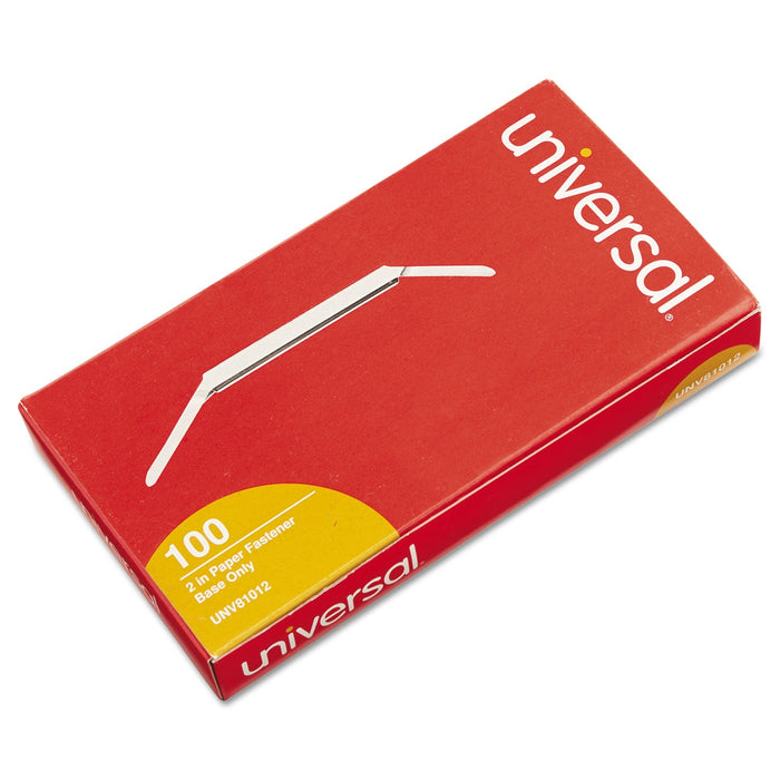 Universal Two-Piece Two-Prong Paper Fastener Bases, 2" Capacity, 2.75" Center to Center, Silver, 100/Box