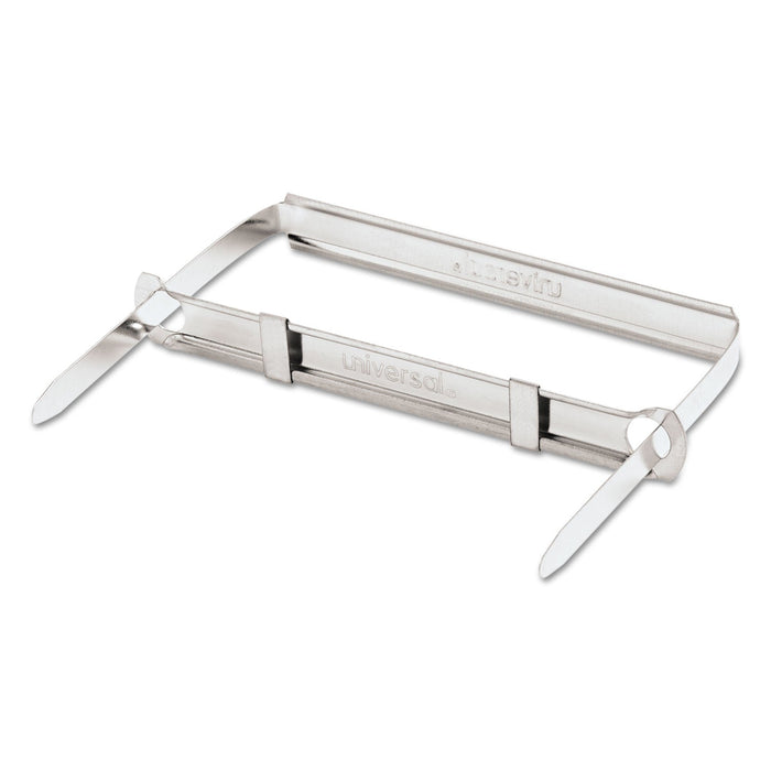 Universal Two-Piece Two-Prong Paper Fastener Base and Compressor Sets, 2" Capacity, 2.75" Center to Center, Silver, 50/Box