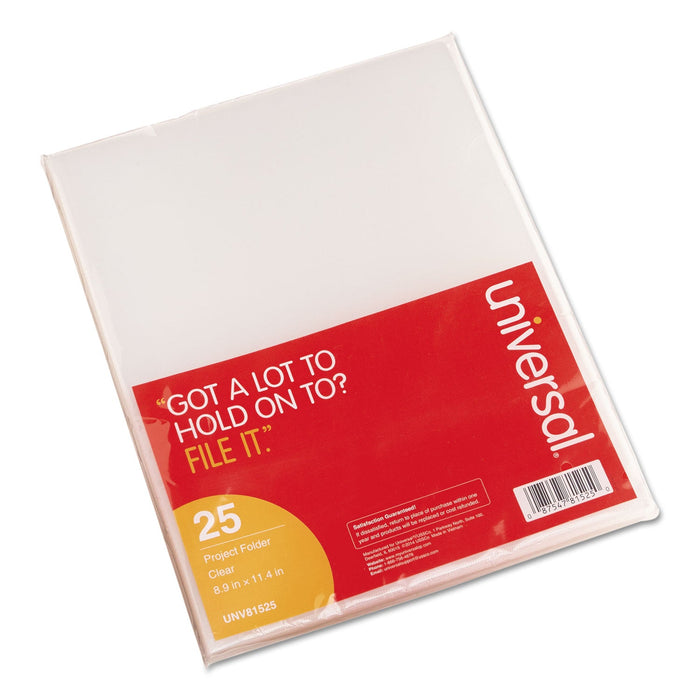 Universal Project Folders, Letter Size, Clear, 25/Pack